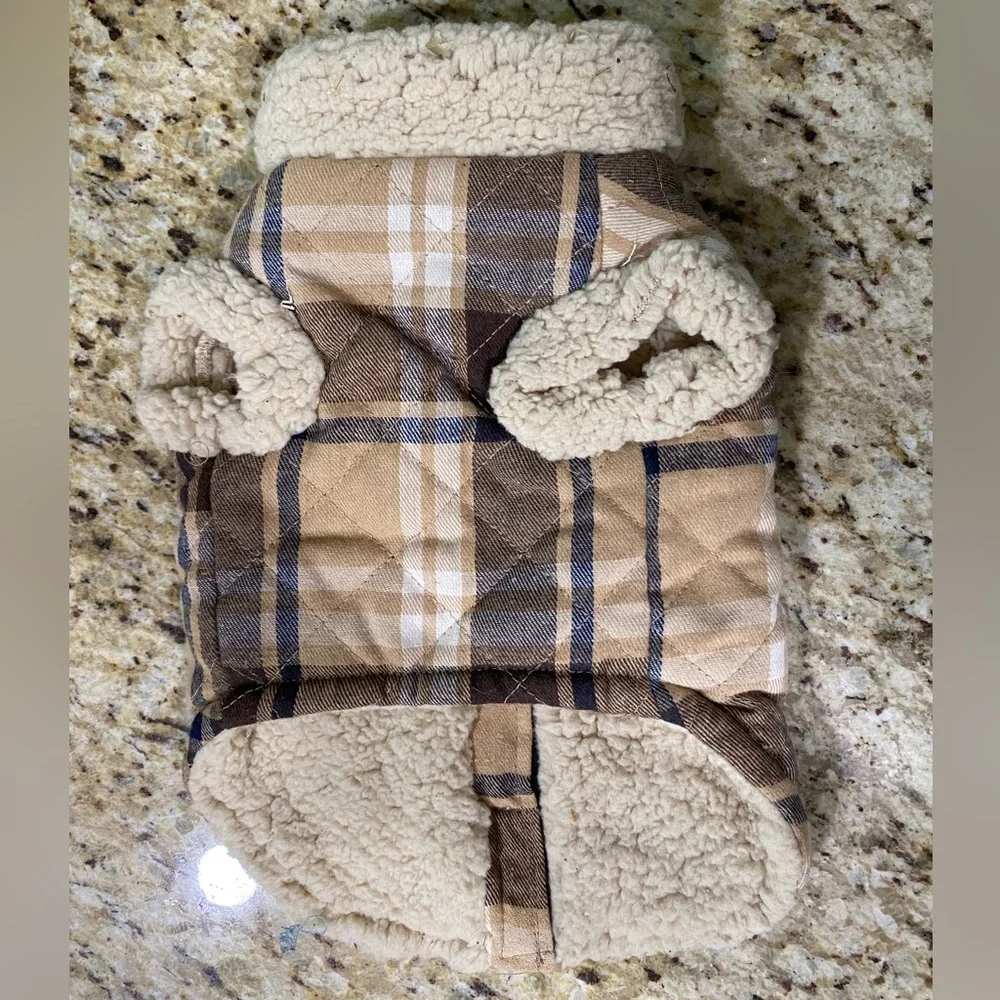 Top Paw Puppy Dog Plaid Sherpa Coat Small
